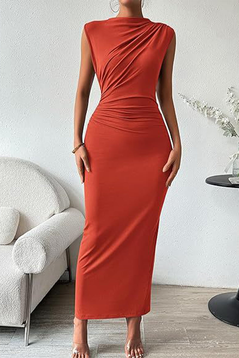 Simplicity Fold O Neck One Step Skirt Dresses