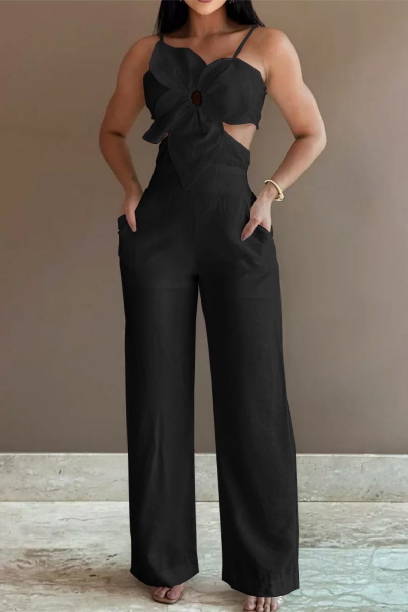 Bandage Backless Spaghetti Strap Skinny Jumpsuits