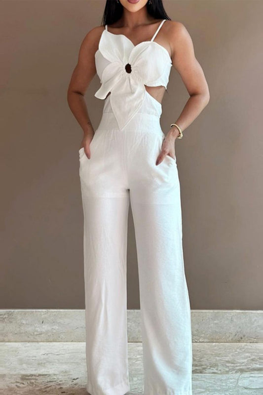 Bandage Backless Spaghetti Strap Skinny Jumpsuits