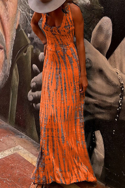 Vacation Geometric Print Backless Halter One Step Skirt Dresses