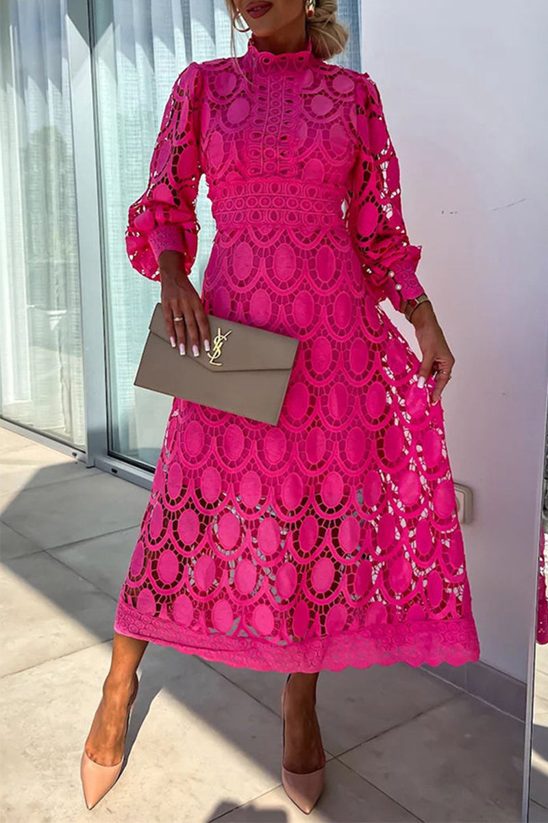 Celebrities Hollowed Out Half a Turtleneck Waist Skirt Dresses