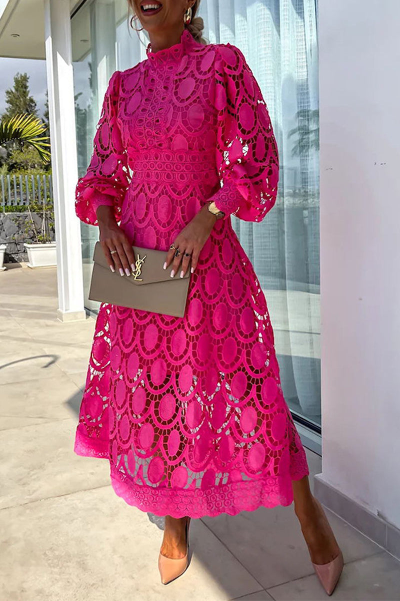 Celebrities Hollowed Out Half a Turtleneck Waist Skirt Dresses
