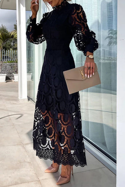 Celebrities Hollowed Out Half a Turtleneck Waist Skirt Dresses