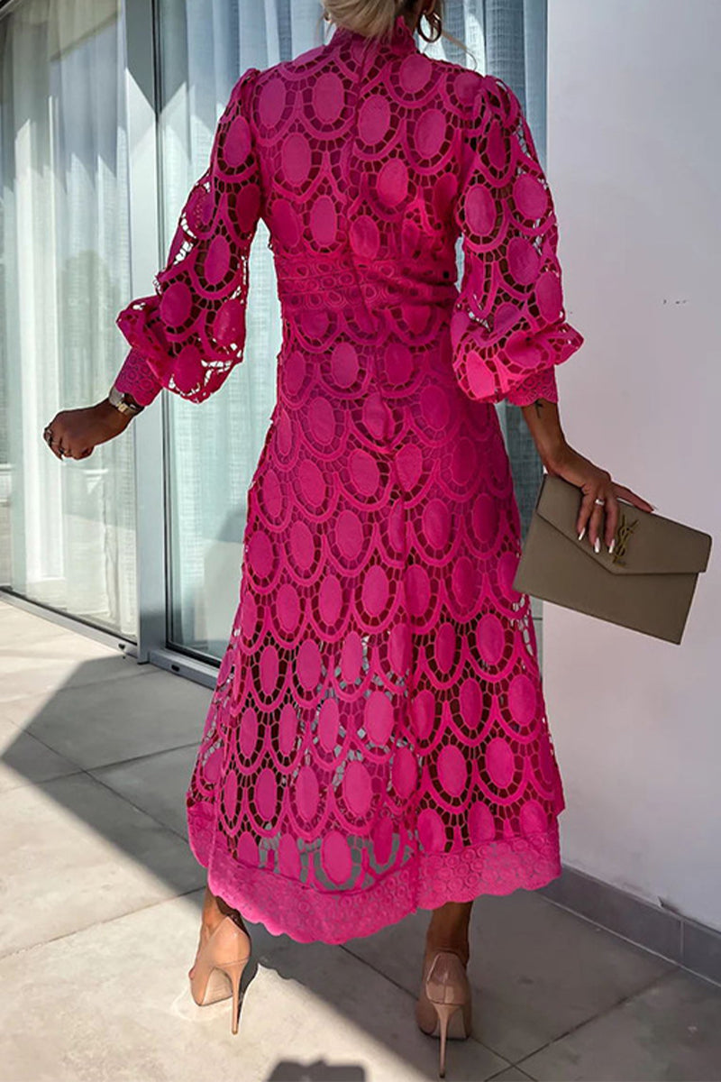 Celebrities Hollowed Out Half a Turtleneck Waist Skirt Dresses