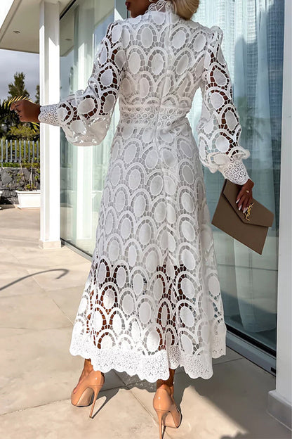 Celebrities Hollowed Out Half a Turtleneck Waist Skirt Dresses