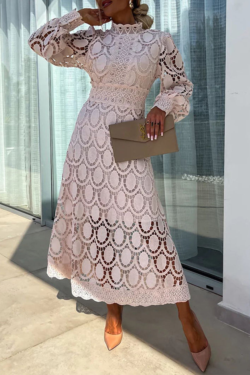 Celebrities Hollowed Out Half a Turtleneck Waist Skirt Dresses