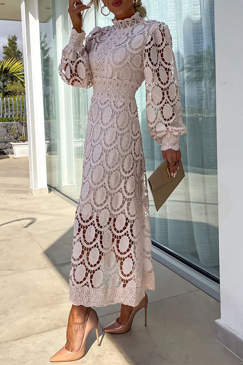 Celebrities Hollowed Out Half a Turtleneck Waist Skirt Dresses