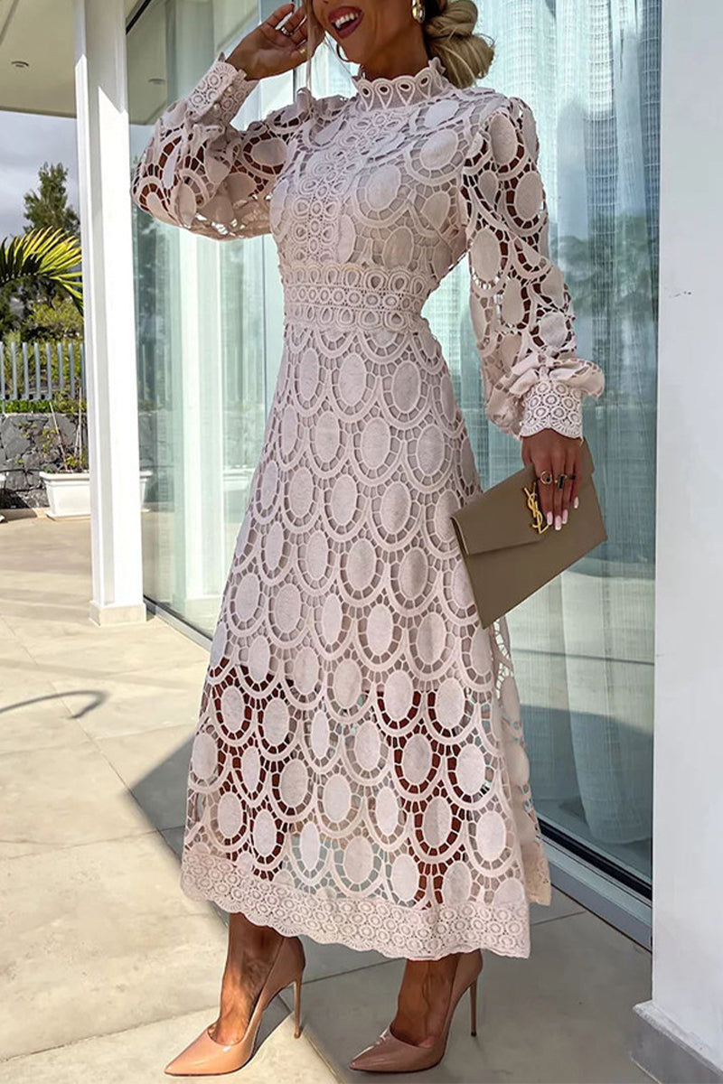 Celebrities Hollowed Out Half a Turtleneck Waist Skirt Dresses