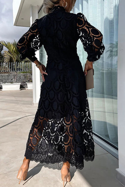 Celebrities Hollowed Out Half a Turtleneck Waist Skirt Dresses
