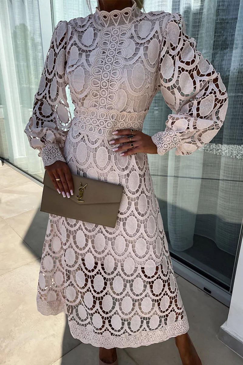 Celebrities Hollowed Out Half a Turtleneck Waist Skirt Dresses