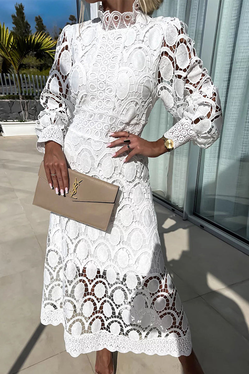 Celebrities Hollowed Out Half a Turtleneck Waist Skirt Dresses