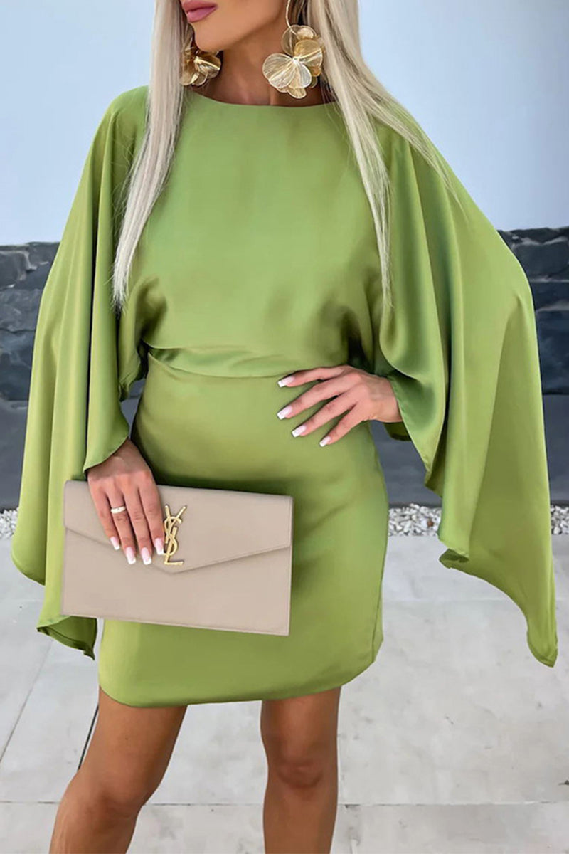 Patchwork O Neck Wrapped Skirt Dresses