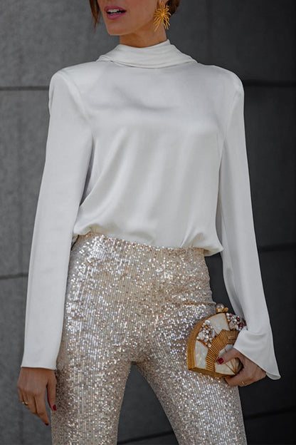 Backless Fold Scarf Collar Blouses(3 Colors)