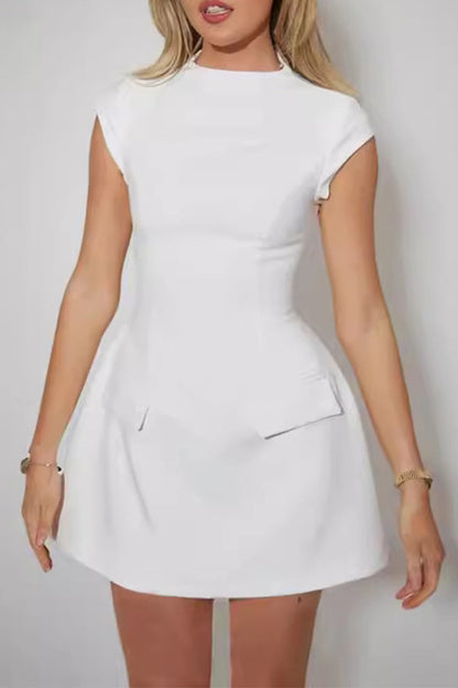 Celebrities Patchwork Half a Turtleneck Waist Skirt Dresses