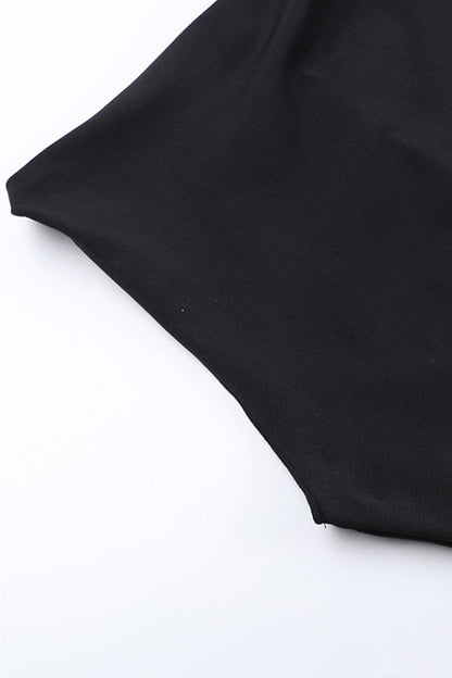 Patchwork Oblique Collar One Step Skirt Dresses