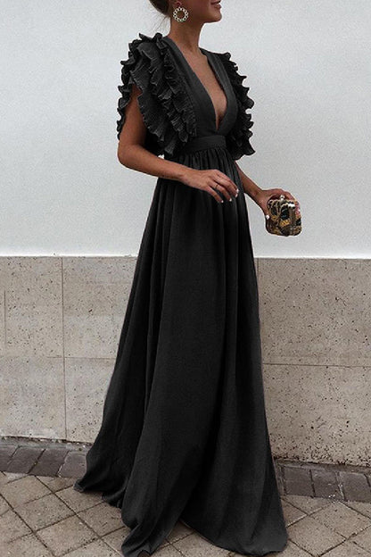 Backless V Neck Long Dresses(6 Colors)