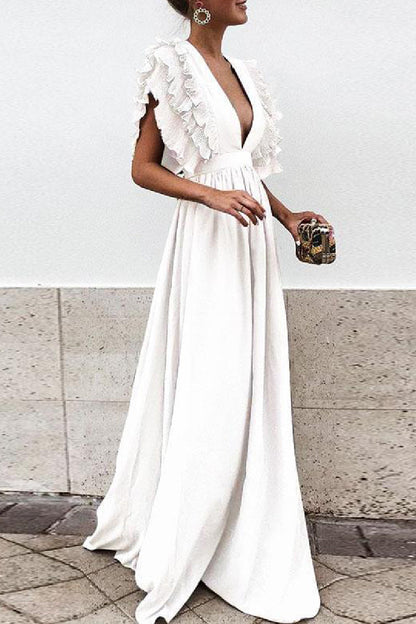 Backless V Neck Long Dresses(6 Colors)