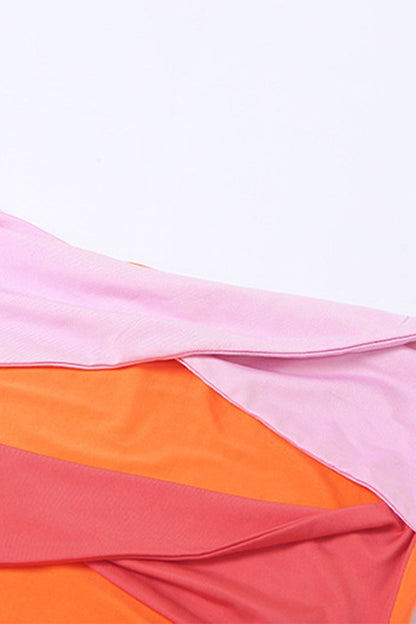 Hollowed Out Contrast Strapless One Step Skirt Dresses