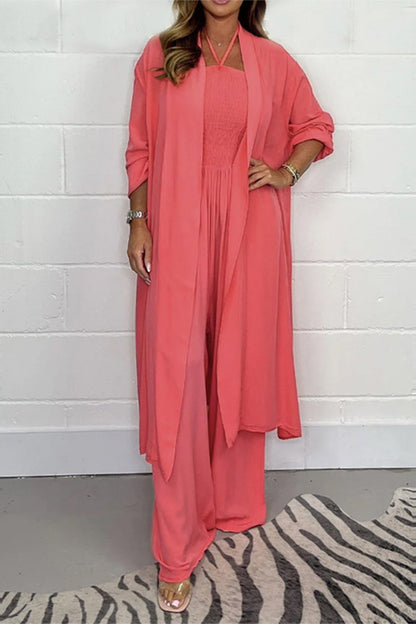Simplicity Patchwork Backless Halter Two Pieces(jumpsuits, Jackets)