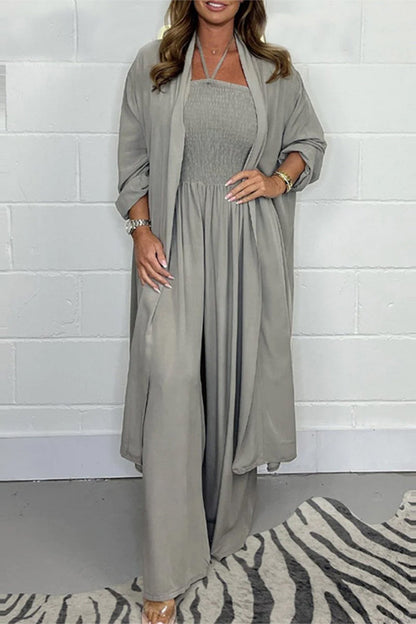 Simplicity Patchwork Backless Halter Two Pieces(jumpsuits, Jackets)
