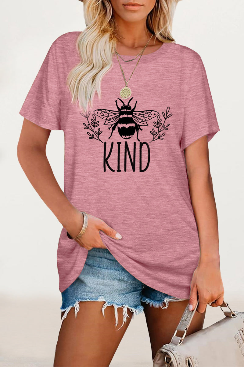 Animal Letter Print O Neck T-shirts