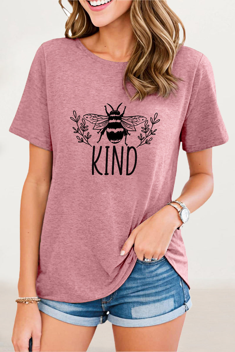 Animal Letter Print O Neck T-shirts