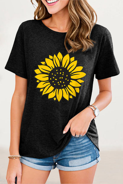 Print Flowers O Neck T-shirts