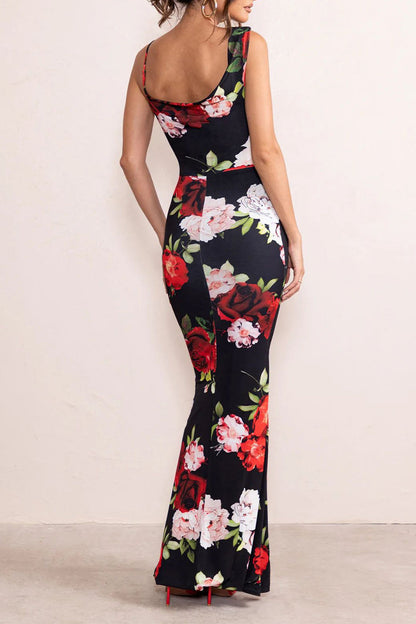 Backless Asymmetrical U Neck One Step Skirt Dresses