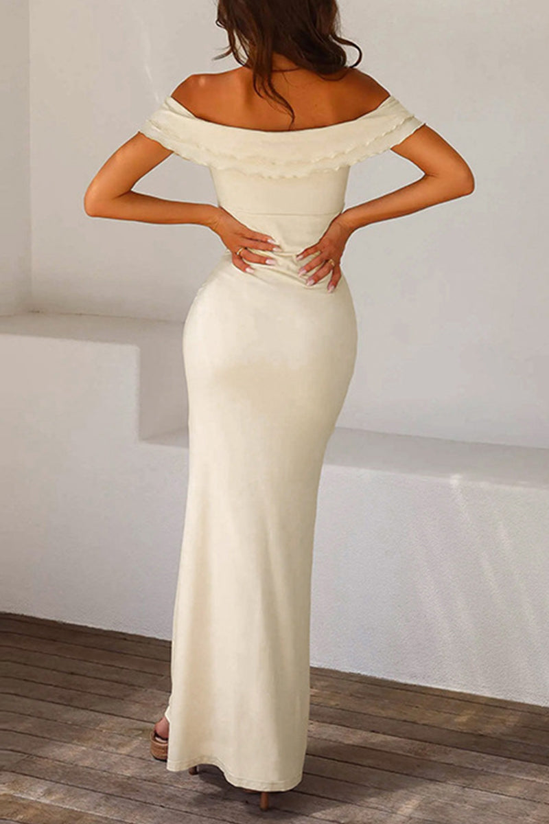 Fold Stringy Selvedge Off the Shoulder One Step Skirt Dresses