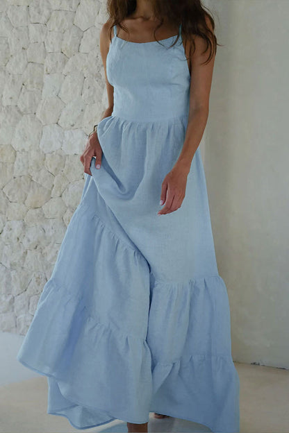Vacation Frenulum Backless U Neck Cake Skirt Dresses