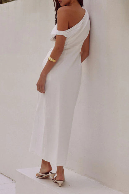 Asymmetrical Oblique Collar One Step Skirt Dresses(4 Colors)