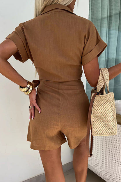 Frenulum V Neck Loose Rompers(4 Colors)