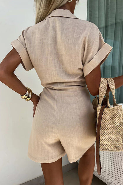 Frenulum V Neck Loose Rompers(4 Colors)