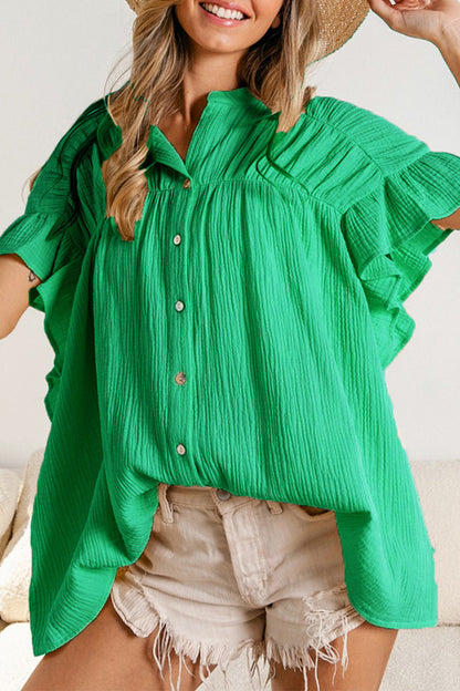 Fold Stringy Selvedge Mandarin Collar Blouses (5 Colors)