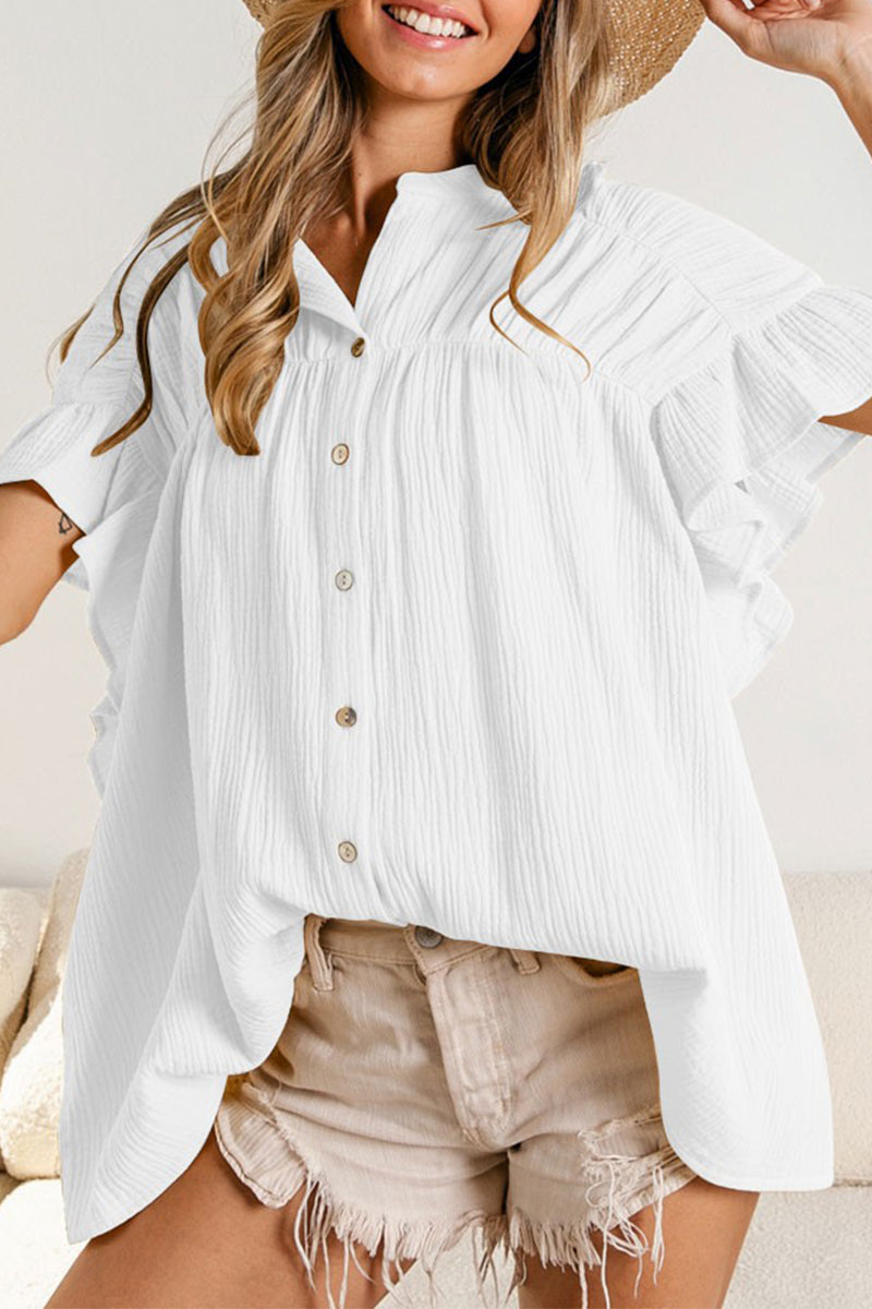 Fold Stringy Selvedge Mandarin Collar Blouses (5 Colors)
