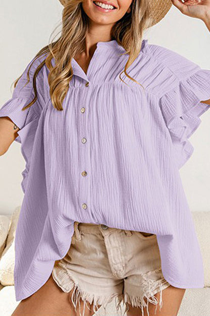 Fold Stringy Selvedge Mandarin Collar Blouses (5 Colors)