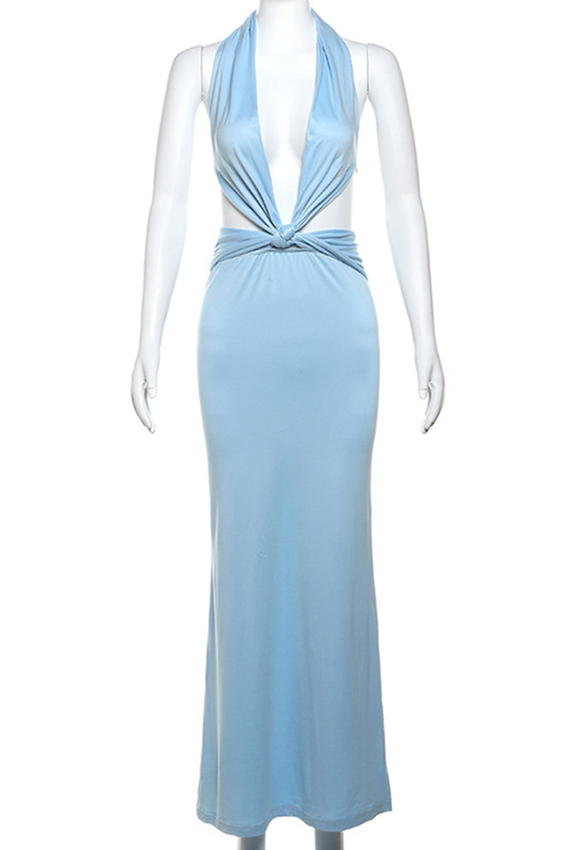 Frenulum Backless Halter One Step Skirt Dresses