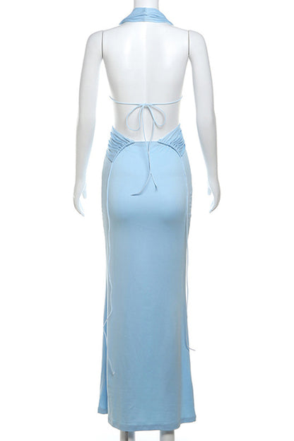 Frenulum Backless Halter One Step Skirt Dresses