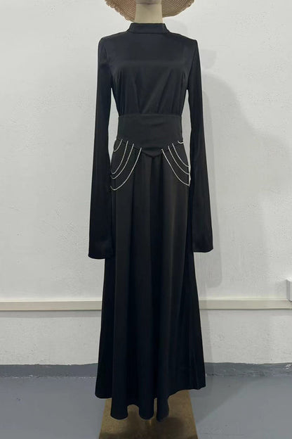 Slit Half a Turtleneck Waist Skirt Dresses(3 Colors)