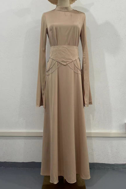 Slit Half a Turtleneck Waist Skirt Dresses(3 Colors)