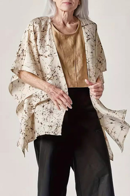 Geometric Print Patchwork V Neck Blouses