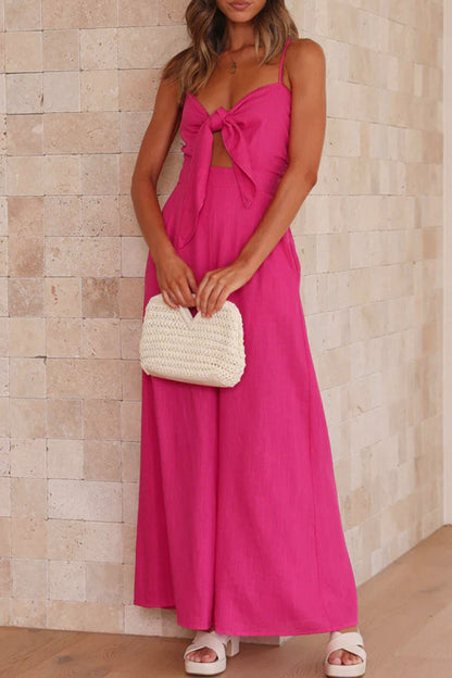 Frenulum V Neck Loose Jumpsuits