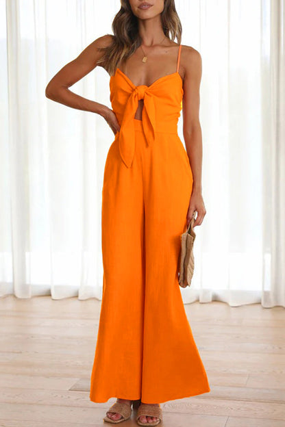 Frenulum V Neck Loose Jumpsuits