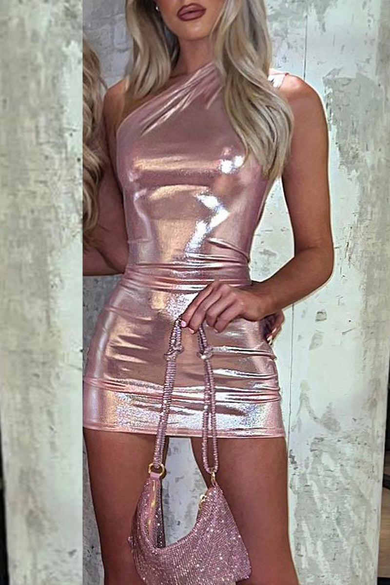 Asymmetrical Oblique Collar Wrapped Skirt Dresses(7 Colors)