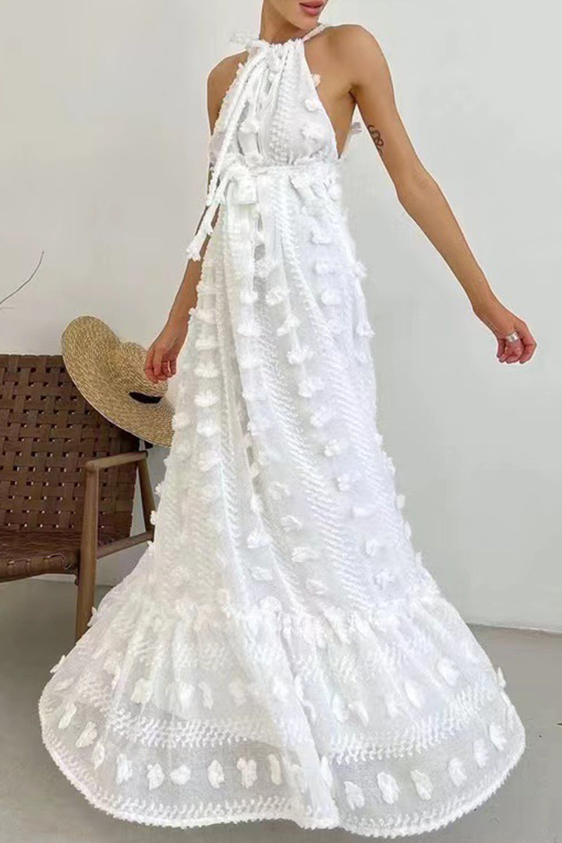 Sweet Patchwork Halter Cake Skirt Dresses