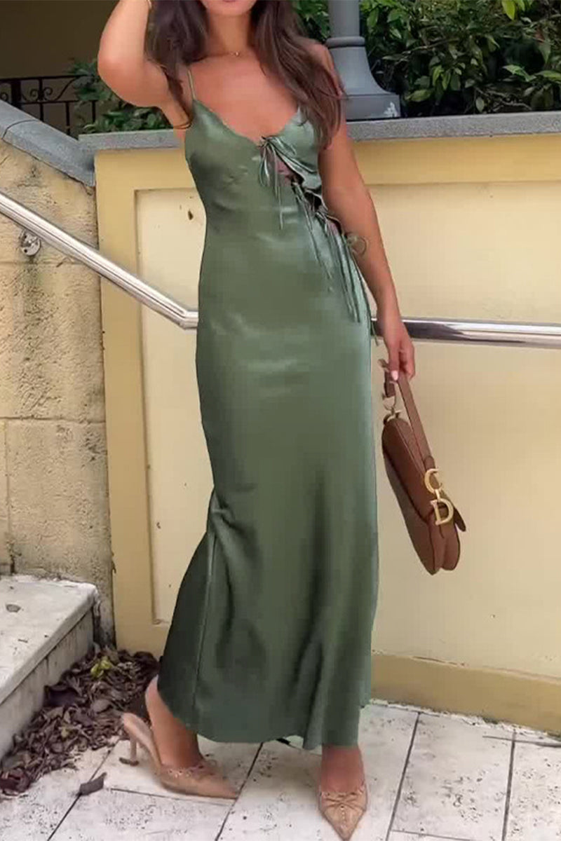 Frenulum V Neck One Step Skirt Dresses