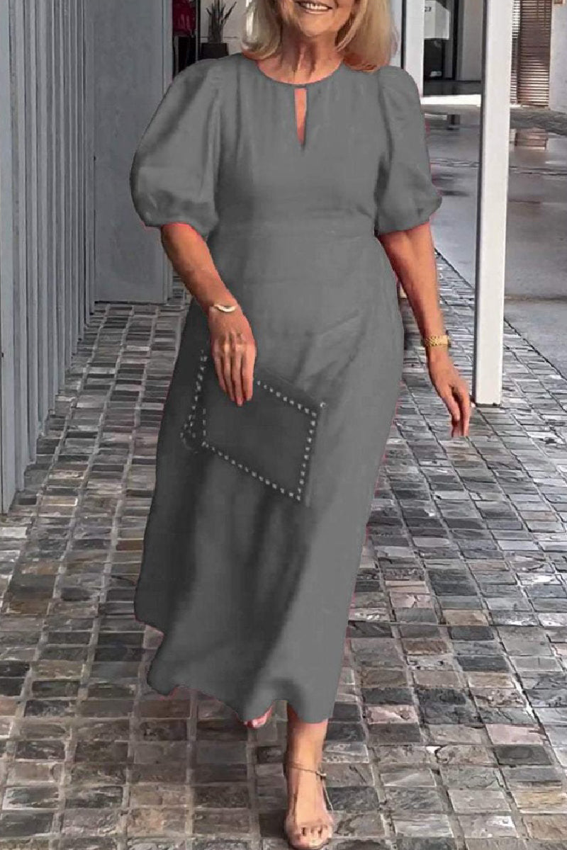 Color Hollow Out O Neck Long Dresses(9 Colors)
