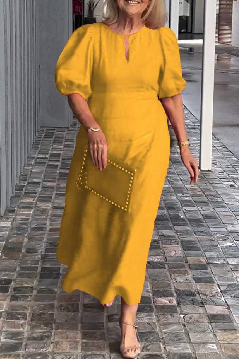 Color Hollow Out O Neck Long Dresses(9 Colors)
