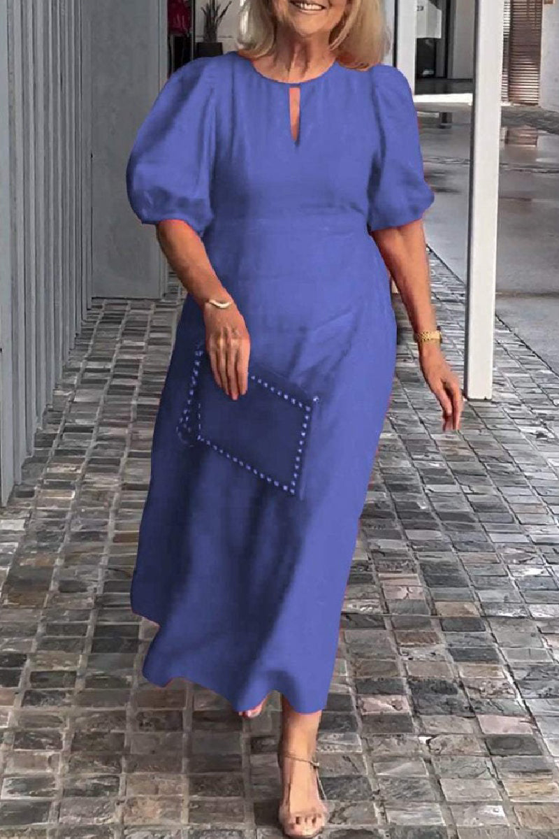 Color Hollow Out O Neck Long Dresses(9 Colors)