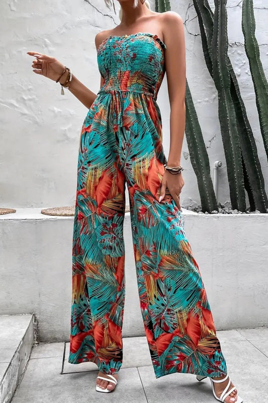 Print Strapless Bodycon Jumpsuits(4 Colors)